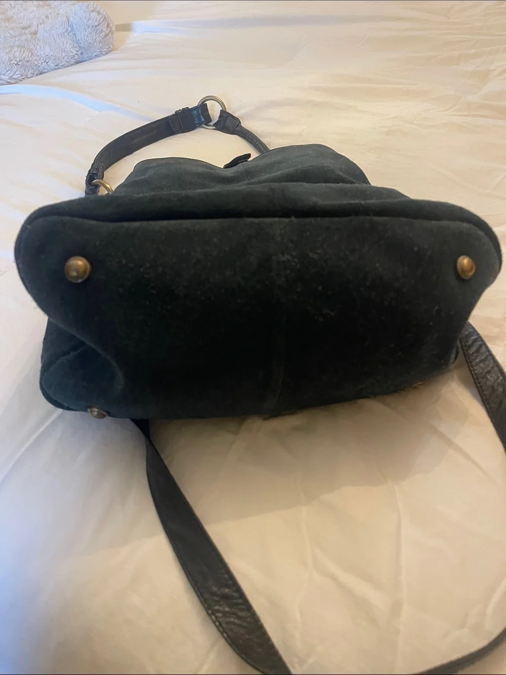 Classic Blue Suede ladies bucket Bag